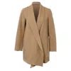 Theory Double-breasted Open Knit Blazer In Brown Wool In Brown