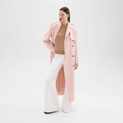 Theory Double-breasted Overcoat In Double-face Wool-cashmere In New Blush