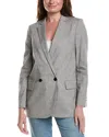 Theory Double Breasted Oversized Boy Jacket In Gray