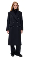 Theory Double Breasted Peak Coat Baltic In Blue