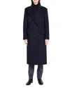 Theory Double Breasted Peak Lapel Coat In Blue