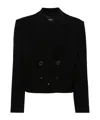 Theory Crop Double Breasted Jacket Black In Black