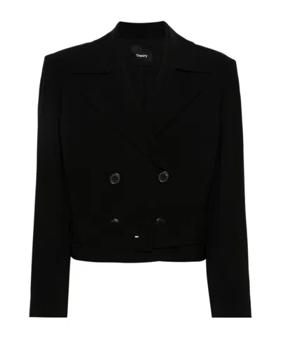THEORY DOUBLE-BREASTED SHORT SUIT JACKET