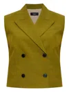 Theory Double-breasted Sleeveless Jacket In Green