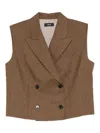 Theory Double-breasted Sleeveless Waistcoat In Brown