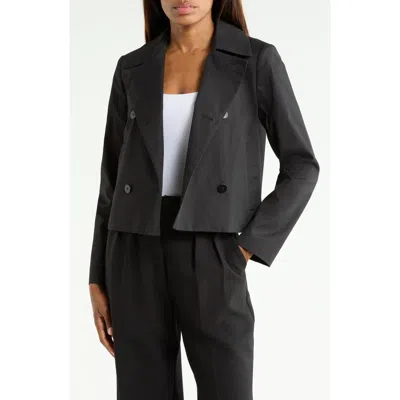Theory Double Breasted Spread Collar Jacket In Black