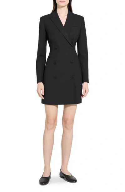 Theory Double Breasted Stretch Wool Blazer Dress In Blue