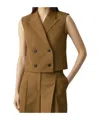 Theory Double Breasted Crop Vest In Brown