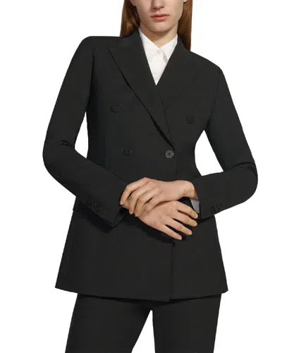Theory Double-breasted Tailor Wool-blend Jacket In Black
