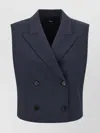 Theory Slightly Cropped Double-breasted Vest With Peak Lapels In Blue
