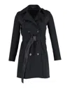 Theory Double-breasted Trench Coat With Belt In Black Cotton In Black