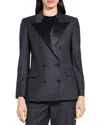Theory Double Breasted Tuxedo Combo Jacket In Blue