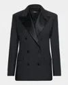 Theory Double Breasted Tuxedo Combo Jacket In Black