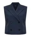 Theory City Twill Peak Double-breasted Vest In Blue