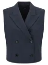 Theory Slightly Cropped Double-breasted Vest With Peak Lapels In Blue