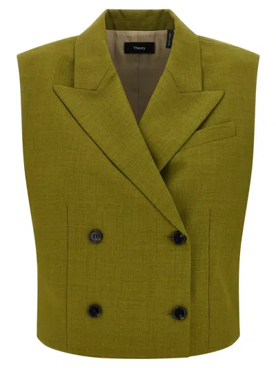 Theory Double Breasted Vest In Green
