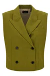 Theory Double-breasted Vest In City Twill In Green