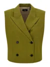 Theory Double-breasted Vest In City Twill In Green