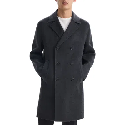 Theory Men's Double-breasted Topcoat In New Divide In Dark Charcoal