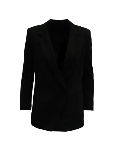 Pre-owned Theory Double-breasted Wool Blazer In Black