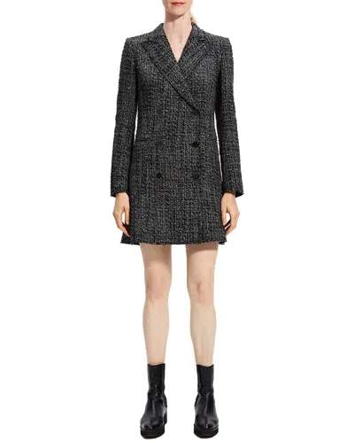 Theory Double-breasted Wool-blend Blazer In Black