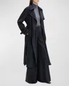 Theory Double-breasted Wool-blend Trench Coat In Dark Navy
