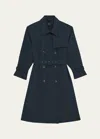 Theory Double-breasted Trench Coat In Oxford Wool In Nctrn Way