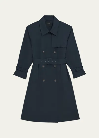 THEORY DOUBLE-BREASTED WOOL-BLEND TRENCH COAT