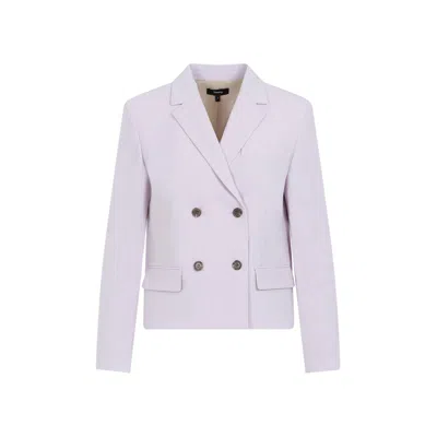 THEORY DOUBLE BREASTED WOOL JACKET IN PINK AND PURPLE