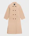 Theory Double-breasted Wool Trench Coat In Brown
