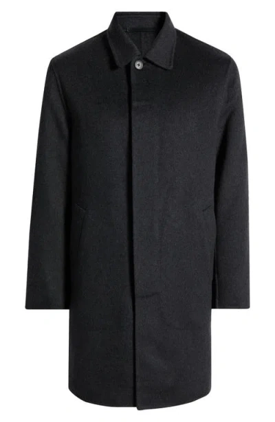 Theory Double Face Wool Blend Car Coat In Dark Charcoal Mel