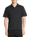 Theory Double Layered Johnny Collar Polo Shirt In Black