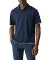 Theory Double Layered Johnny Collar Polo Shirt In Blue