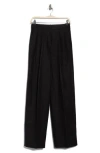 Theory Double Pleat Linen Pants In Black