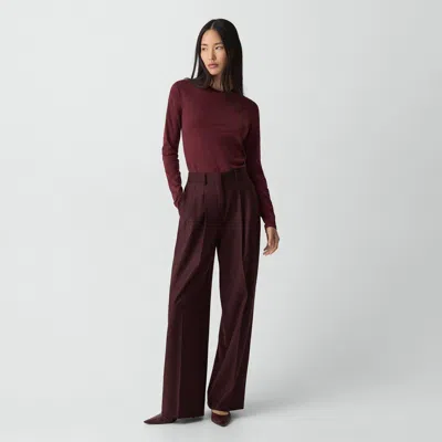 THEORY DOUBLE PLEAT PANT, 33'' IN SLEEK FLANNEL