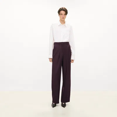 Theory Double Pleat Pant, 33'' In Sleek Flannel In Purple