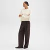 Theory Double Pleat Pant In Sleek Flannel In Hickory Melange