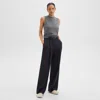 Theory Double Pleat Pant In Sleek Flannel In Navy