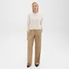 Theory Double Pleat Pant In Sleek Flannel In New Camel