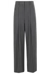 Theory Double Pleat Trousers In Charcoal Melange