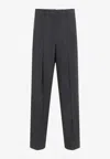 Theory Tapered Wool High-waist Pants In Gray