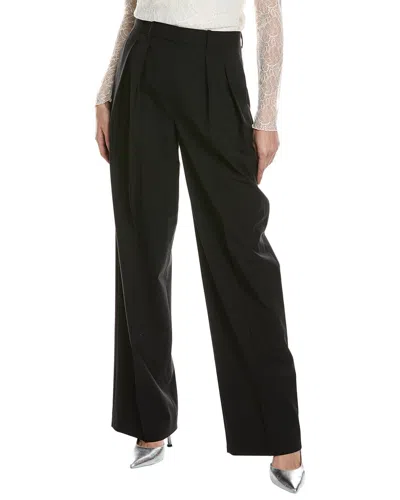 Theory Double Pleated Wool-blend Pant In Black