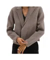 Theory Double-sided Wool Cashmere Casual Cardigan Jacket In Brown