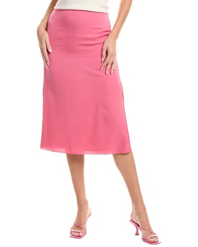 Theory Double Vent Silk Slip Skirt In Pink