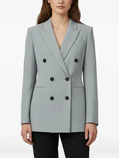 Pre-owned Theory Double-breasted Blazer In Blue