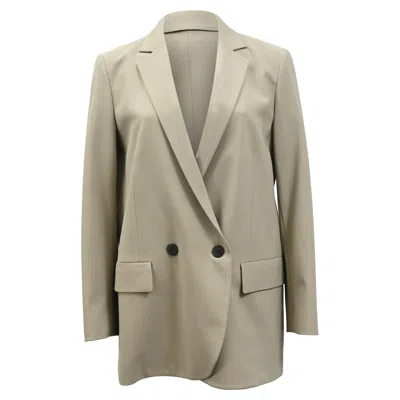 Theory Double-breasted Blazer In Green Wool In Gray