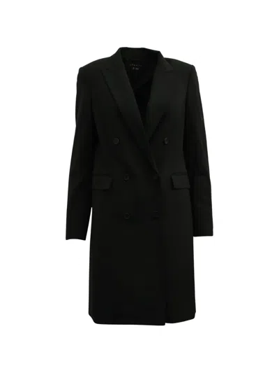 Pre-owned Theory Double-breasted Trench Coat In Black