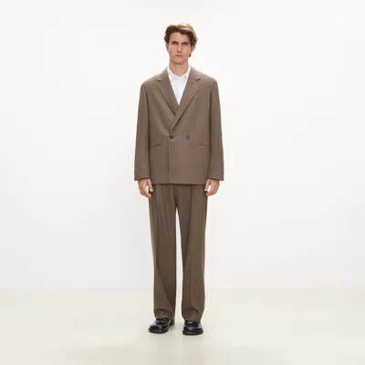 Theory Double-breasted Two-button Blazer In Studio Wool In Brown