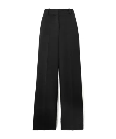 Theory Double-knit Jersey Wide-leg Pants In Black