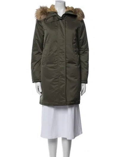 Pre-owned Theory Down Coat In Green